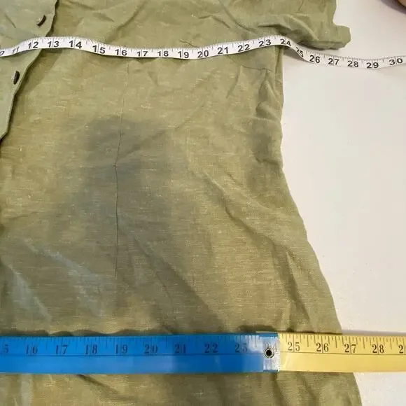 New WhiteStag Women 22W ShortSleeve LinenRayon Midi ShirtDress Green Button Up - Picture 2 of 9